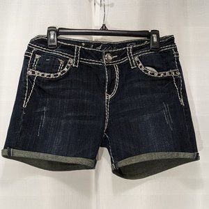 L.A. Idol USA  FLEUR DE LIS  Pockets Denim Jean Shorts Size 11 Blue